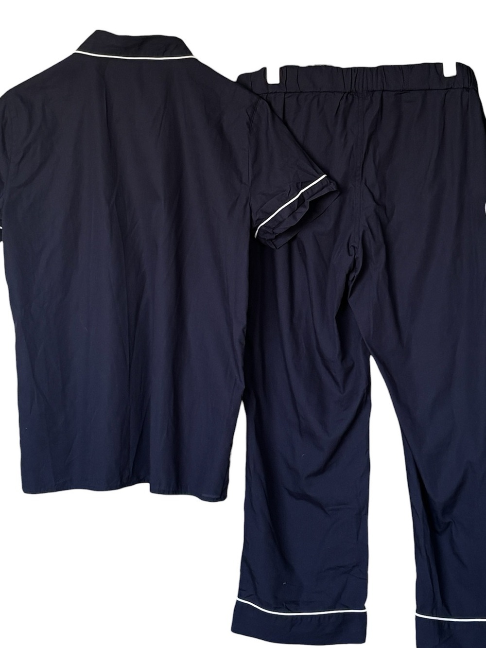 J.Crew Navy Cotton Pajama Set - Short Sleeve Top & Full Length Pants - Size S - Picture 11 of 12